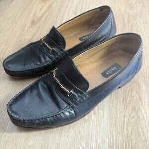 Vintage Bally Men's Loafers Slip-on Shoes Black Leather Size 9